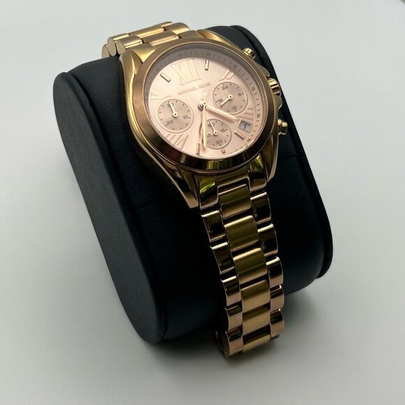 MICHAEL KORS Bradshaw MK5799 Chronograph Rose Gold Watch Extra Links & Working - Picture 4 of 9